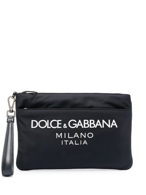 Dolce & Gabbana logo-appliqué clutch bag - Blue