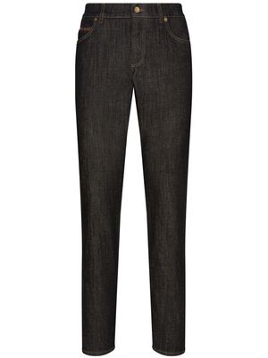 Dolce & Gabbana logo-appliqué decorative-stitching straight-leg jeans - Black