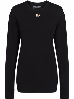 Dolce & Gabbana logo-appliqué long-sleeve sweatshirt - Black