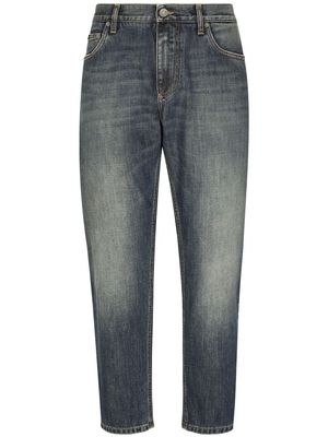 Dolce & Gabbana logo-appliqué tapered-leg jeans - Blue