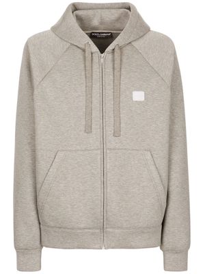 Dolce & Gabbana logo-appliqué zip-up hoodie - Grey