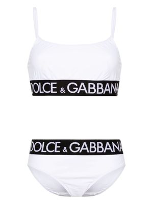 Dolce & Gabbana logo-band bralette bikini - White