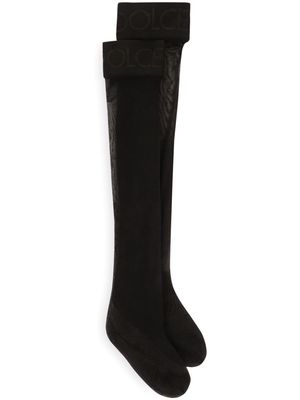 Dolce & Gabbana logo-band knee-high stockings - Black