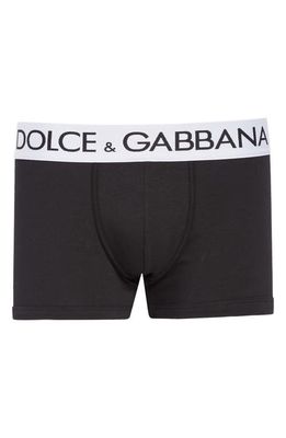 Dolce & Gabbana Logo Band Stretch Cotton Boxer Briefs in Black