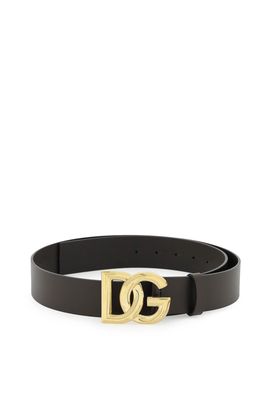 Dolce & Gabbana Logo Buckle Lux Leather Belt