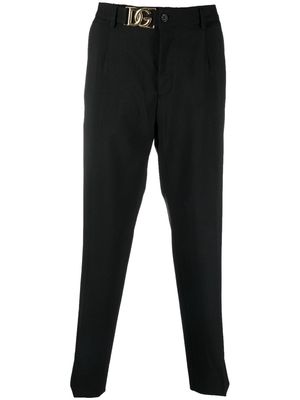 Dolce & Gabbana logo-buckle tapered trousers - Black