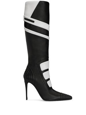 Dolce & Gabbana logo-detail leather knee-length boots - Black