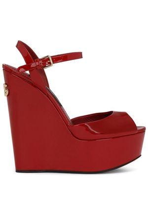 Dolce & Gabbana logo-detail platform sandals - Red