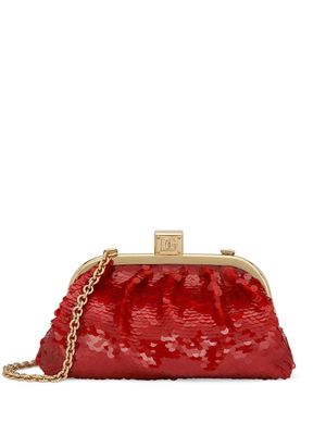 Dolce & Gabbana logo-detail sequin-embellished clutch bag - Red