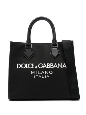 Dolce & Gabbana logo-embossed canvas tote bag - Black