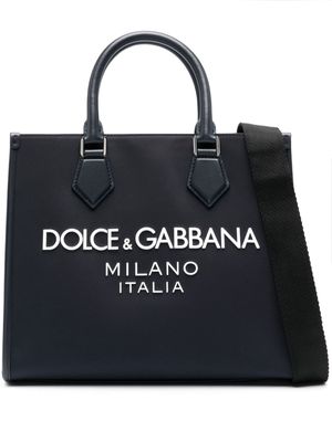 Dolce & Gabbana logo-embossed canvas tote bag - Blue