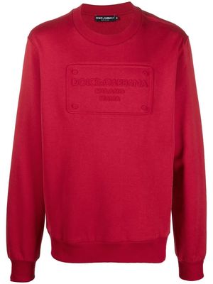 Dolce & Gabbana logo-embossed crew-neck sweatshirt - Red
