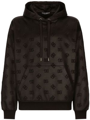 Dolce & Gabbana logo-embossed jersey hoodie - Black