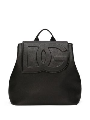 Dolce & Gabbana logo-embossed leather backpack - Black