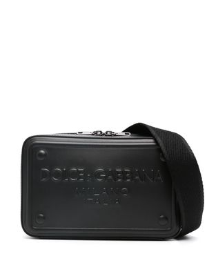 Dolce & Gabbana logo-embossed leather crossbody bag - Black