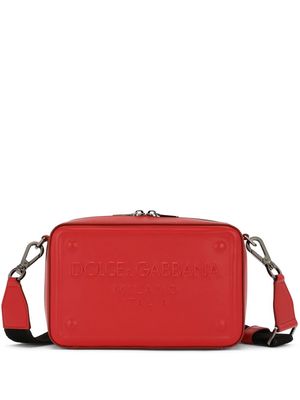 Dolce & Gabbana logo-embossed leather crossbody bag - Orange