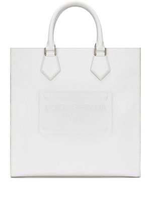 Dolce & Gabbana logo-embossed leather tote bag - White