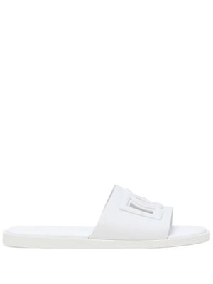 Dolce & Gabbana logo-embossed open-toe slides - White