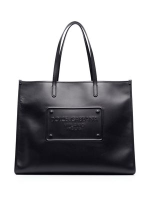 Dolce & Gabbana logo embossed shopping tote bag - Black