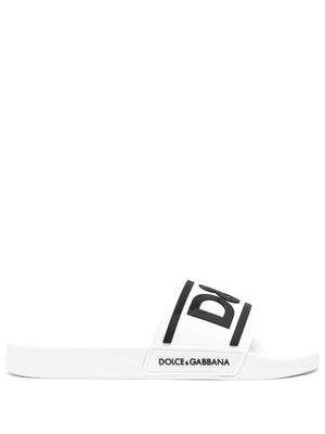 Dolce & Gabbana logo-embossed slides - White