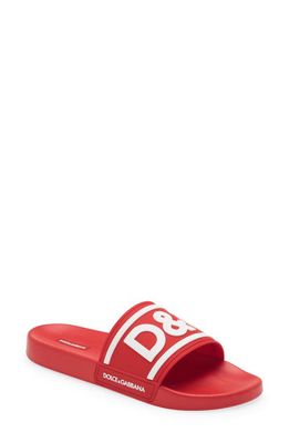 Dolce & Gabbana Logo Embossed Sport Slide in Red/white