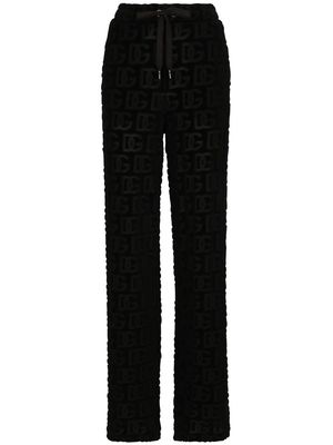 Dolce & Gabbana logo-embossed wide-leg trousers - Black