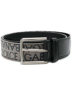 Dolce & Gabbana logo-embroidered buckle belt - Black