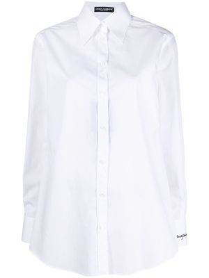 Dolce & Gabbana logo-embroidered cotton shirt - White
