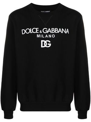 Dolce & Gabbana logo-embroidered cotton sweatshirt - Black