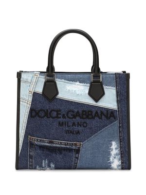 Dolce & Gabbana logo-embroidered denim tote bag - Blue