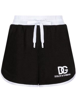 Dolce & Gabbana logo-embroidered drawstring-waistband shorts - Black