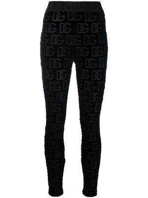 Dolce & Gabbana logo-embroidered leggings - Black