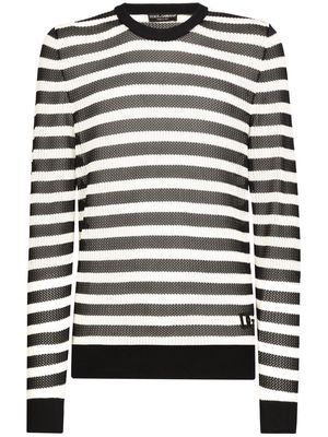 Dolce & Gabbana logo-embroidered striped jumper - Blue