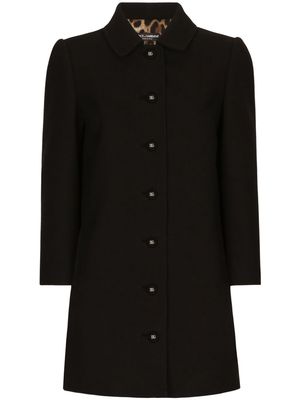 Dolce & Gabbana logo-engraved single-breasted coat - Black