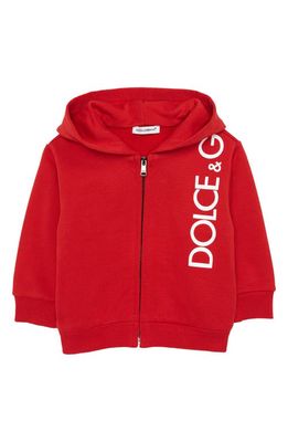 Dolce & Gabbana Logo Graphic Cotton Hoodie in Nail Red