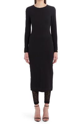 Dolce & Gabbana Logo Hardware Long Sleeve Jersey Midi Dress in N0000 Nero