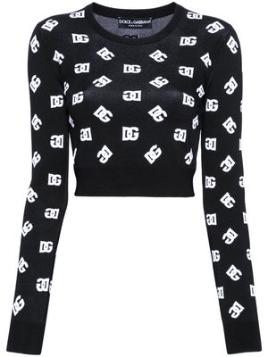 Dolce & Gabbana logo-intarsia cropped jumper - Black