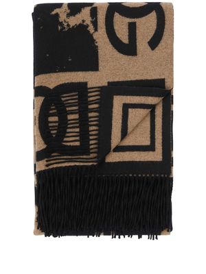 Dolce & Gabbana logo-jacquard cashmere blanket - Black
