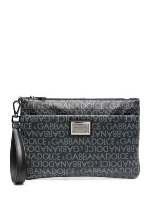 Dolce & Gabbana logo-jacquard coated clutch bag - Black
