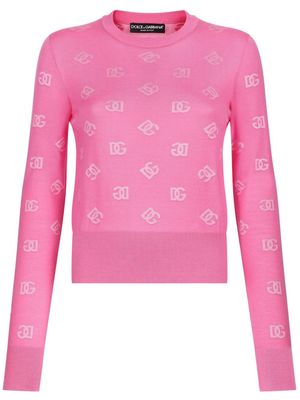 Dolce & Gabbana logo-jacquard crew-neck jumper - Pink