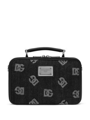 Dolce & Gabbana logo-jacquard denim tote bag - Black