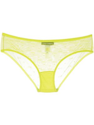 Dolce & Gabbana logo-jacquard lace briefs - Yellow