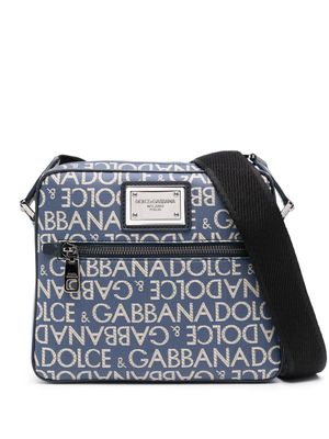 Dolce & Gabbana logo-jacquard messenger bag - Blue