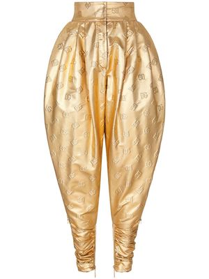 Dolce & Gabbana logo jacquard metallic trousers - Gold