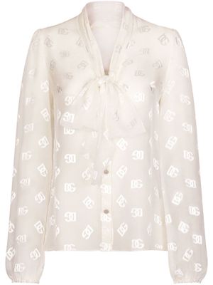 Dolce & Gabbana logo-jacquard semi-sheer blouse - White