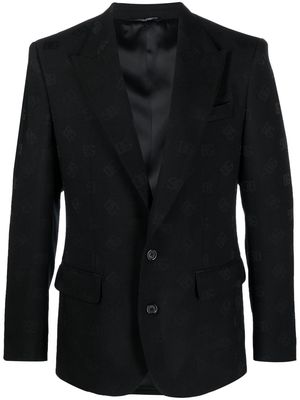 Dolce & Gabbana logo-jacquard single-breasted blazer - Black