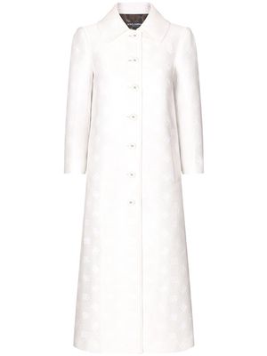 Dolce & Gabbana logo-jacquard single-breasted coat - White
