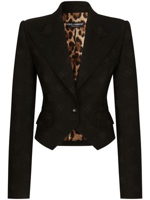 Dolce & Gabbana logo-jacquard single-breasted cropped blazer - Black
