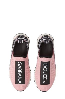 Dolce & Gabbana Logo Knit Slip-On Sneaker in Pink