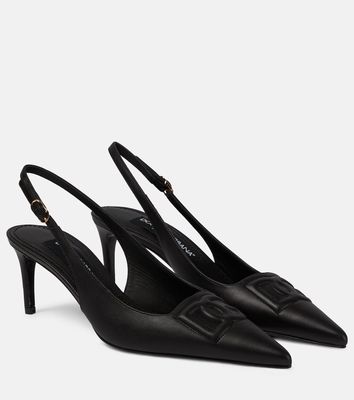 Dolce & Gabbana Logo leather slingback pumps